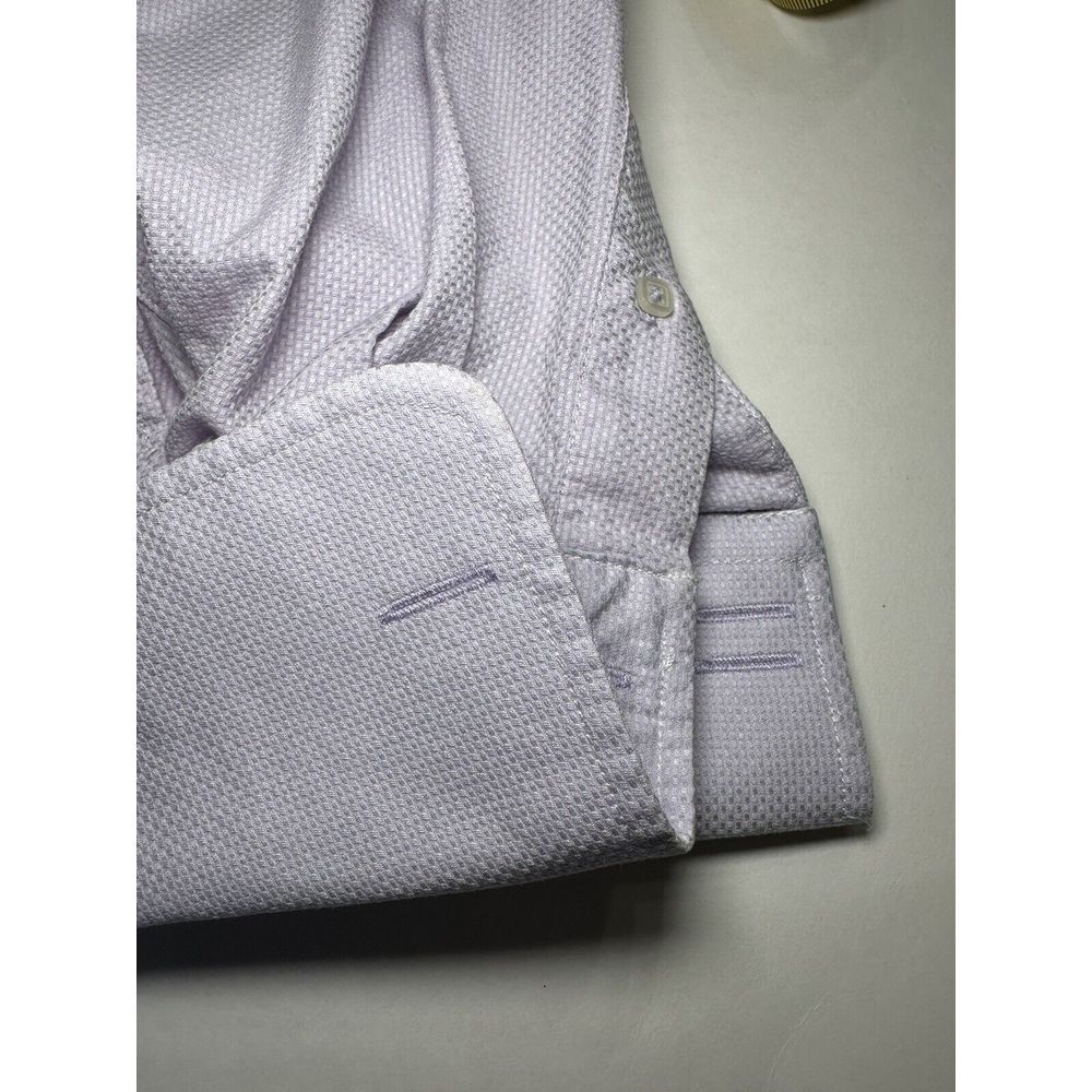 Luchiano Visconti Roma Long sleeve French cuff Sz 15 1/2 Button Down Lavender - Picture 6 of 10